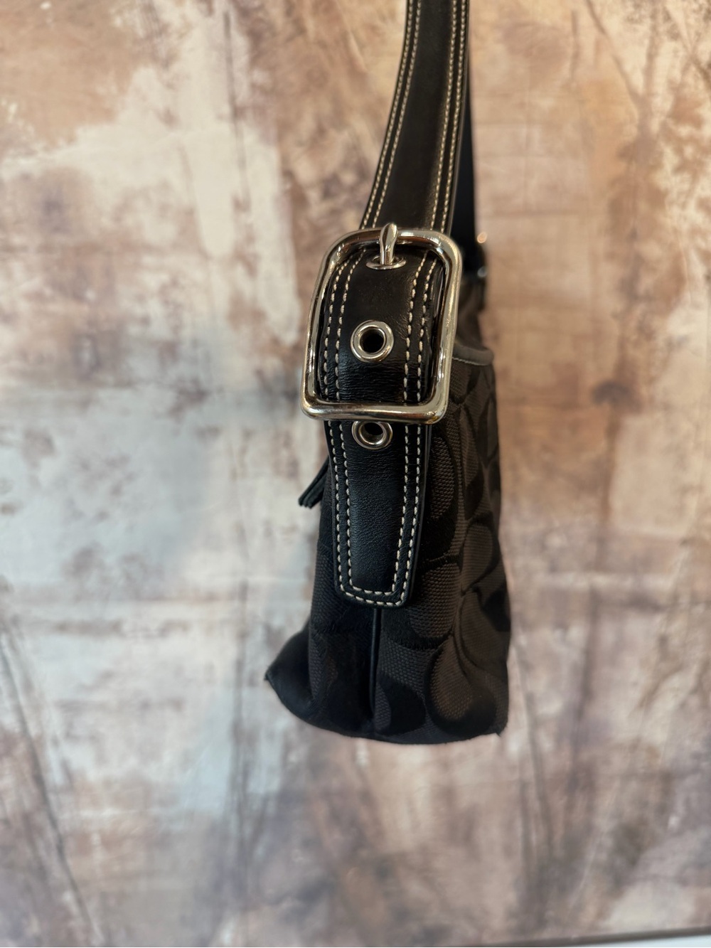 Coach Vintage Hamptons Signature East West Demi Baguette Bag - Black 🖤 - Picture 3 of 13